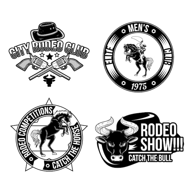 Free Vector set of rodeo emblems