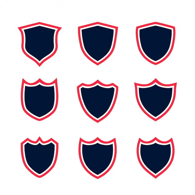 Free Vector set of shield icons with red contour