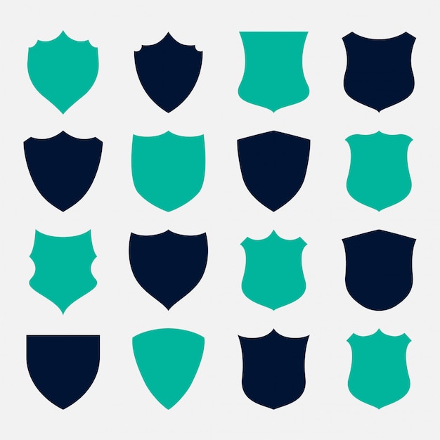 Free vector set of shield symbols and icons design