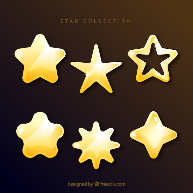 Free Vector set of six shiny stars