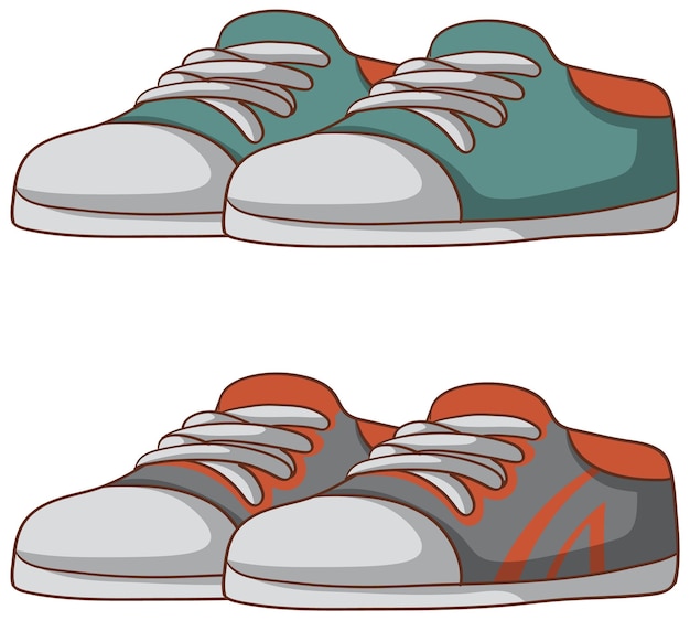 Free vector set of sneakers shoes