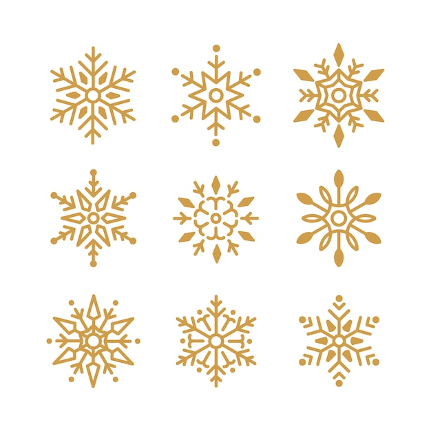 Free Vector set of snowflakes christmas design vector