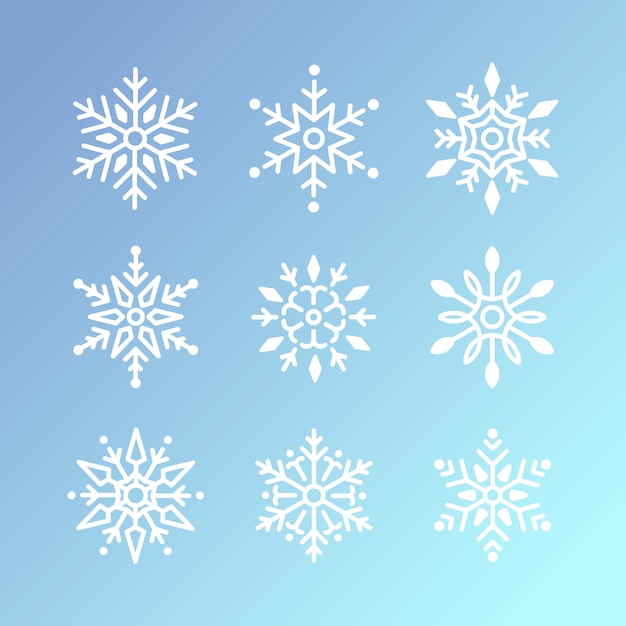 Free vector set of snowflakes christmas design vector