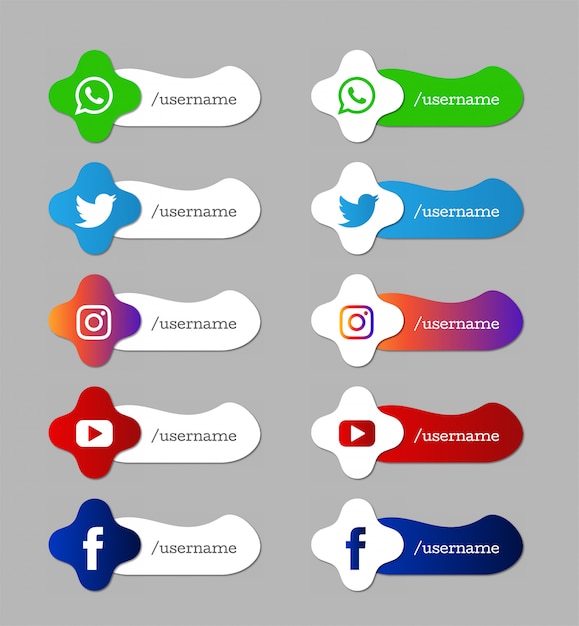 Free vector set of social media modern lower third icons