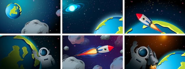 Free vector set of space scene