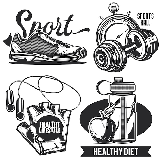 Free vector set of sport emblems, labels, badges, logos.