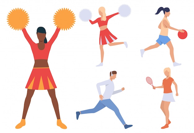 Free Vector set of sporty people