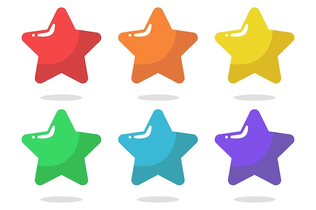 Free vector set of stars multiple colours shadows