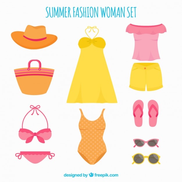 Free Vector set of summer clothes for women