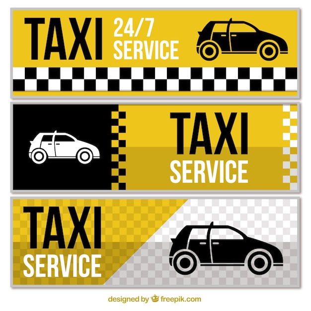 Free Vector set of three abstract taxi banners