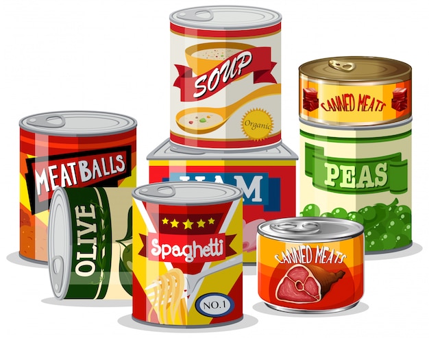 Set of tin food