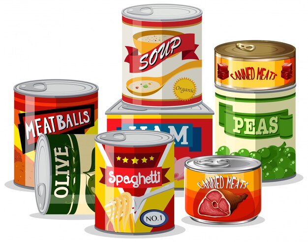 Set of tin food