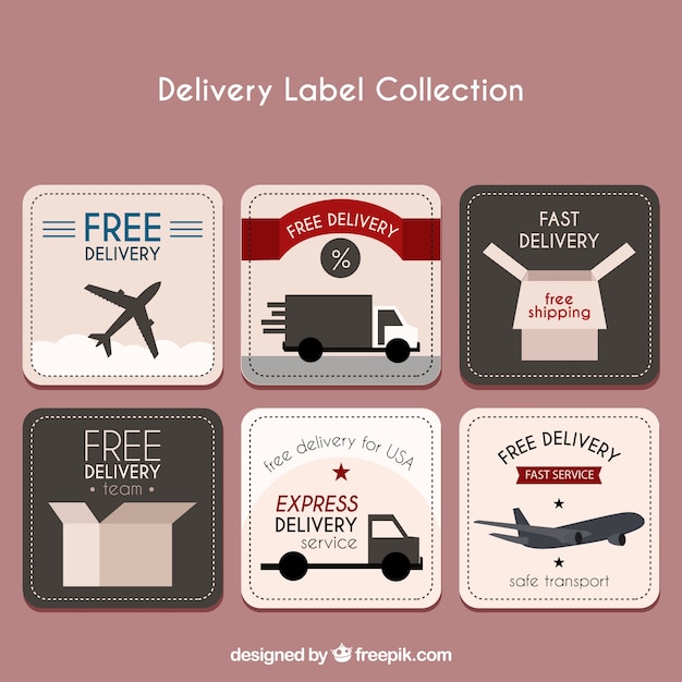 Free Vector set of transport stickers for deliveries