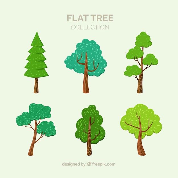 Free Vector set of trees in hand drawn style