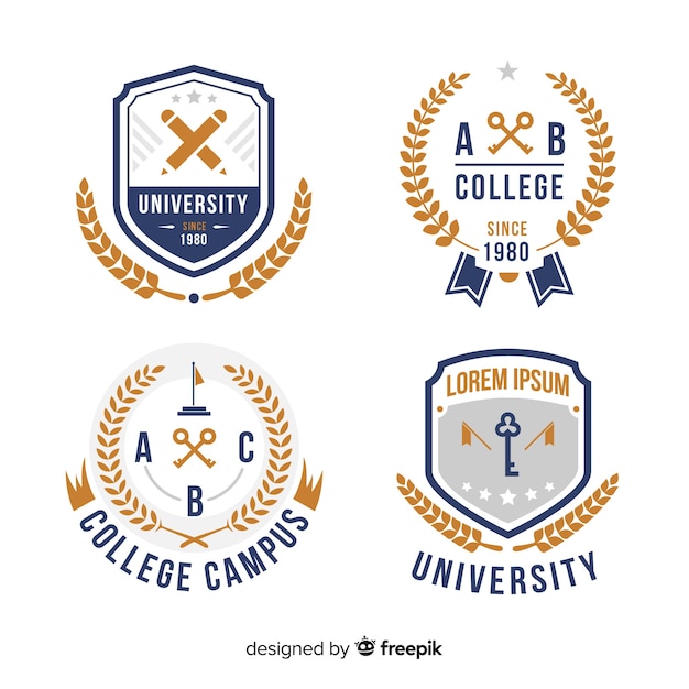 Free Vector set of university logos in flat style