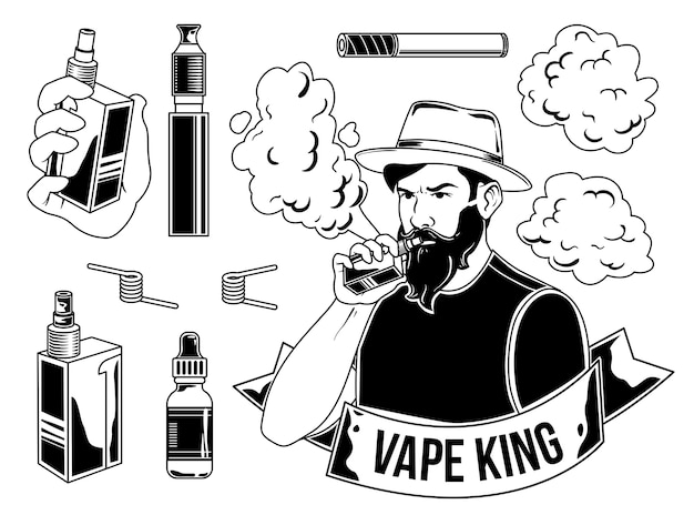 Free Vector set of vaper's elements