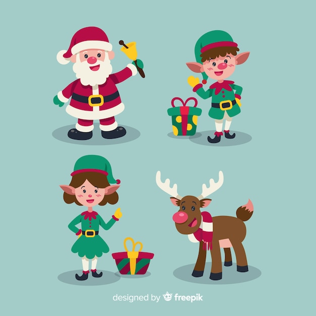 Free vector set of various christmas elements in flat design
