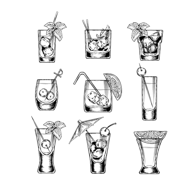 Free Vector set of vector illustration stemware