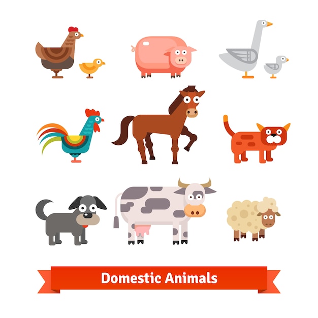 Free vector set of village farm domestic animals