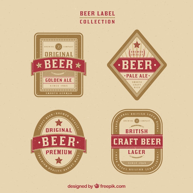 Free Vector set of vintage beer badges