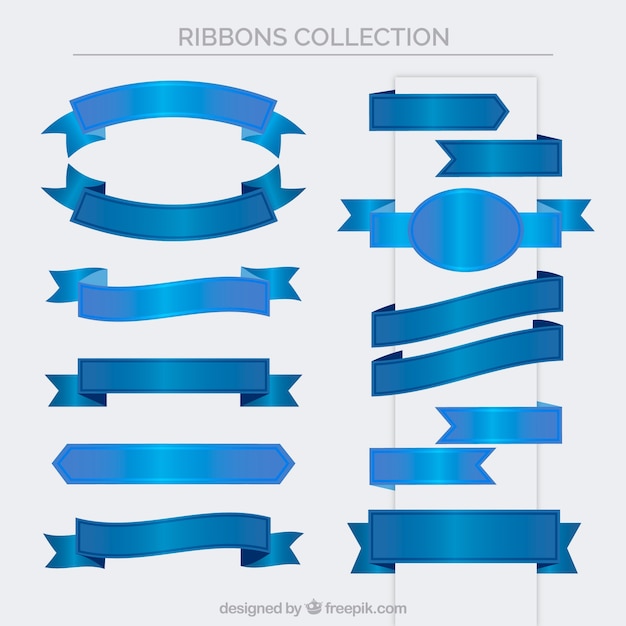 Free Vector set of vintage blue ribbons