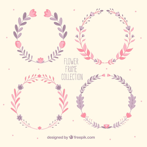 Free Vector set of vintage colored wreaths