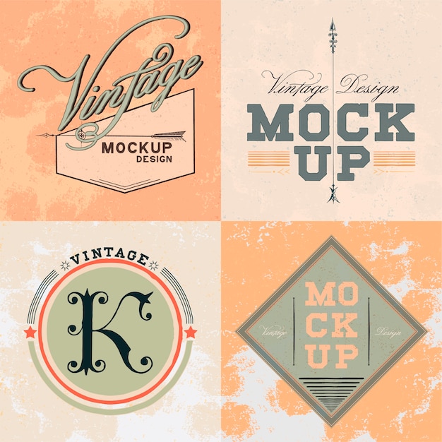 Free vector set of vintage mockup logo design vector