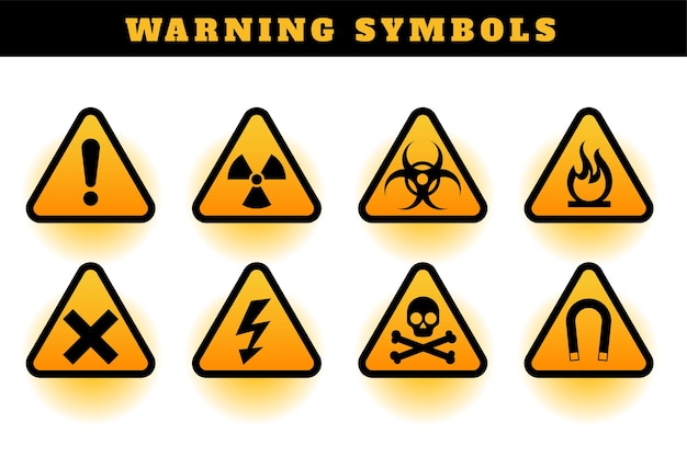 Free Vector set of warning symbols and icons