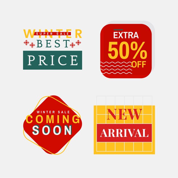 Set of winter sale badge vectors