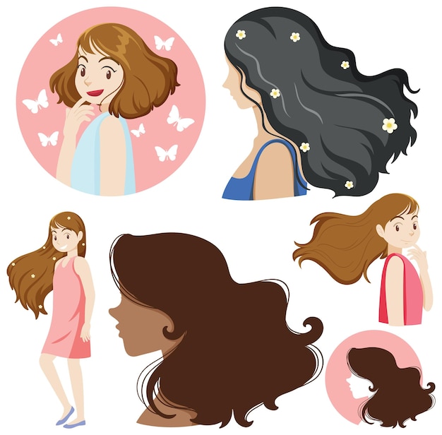 Free Vector set of women in flat style