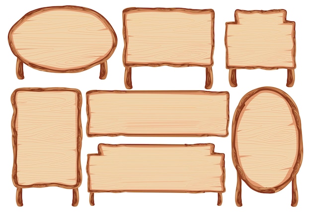 Free Vector set of wooden sign banner