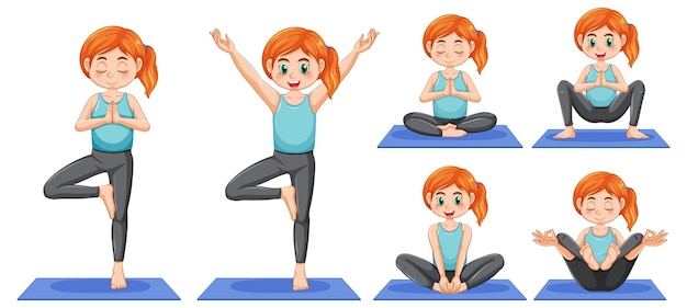 Free vector set of yoga postures