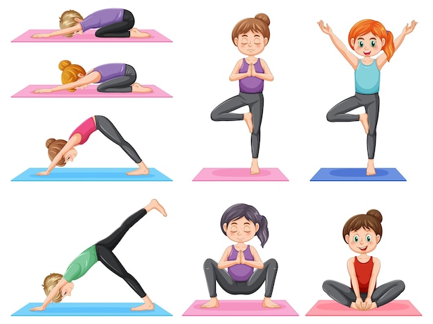 Free vector set of yoga postures