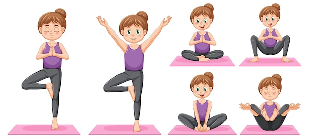 Free vector set of yoga postures