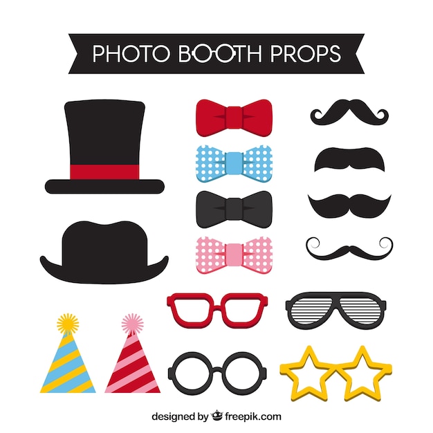 Free vector several accessories for photo booth