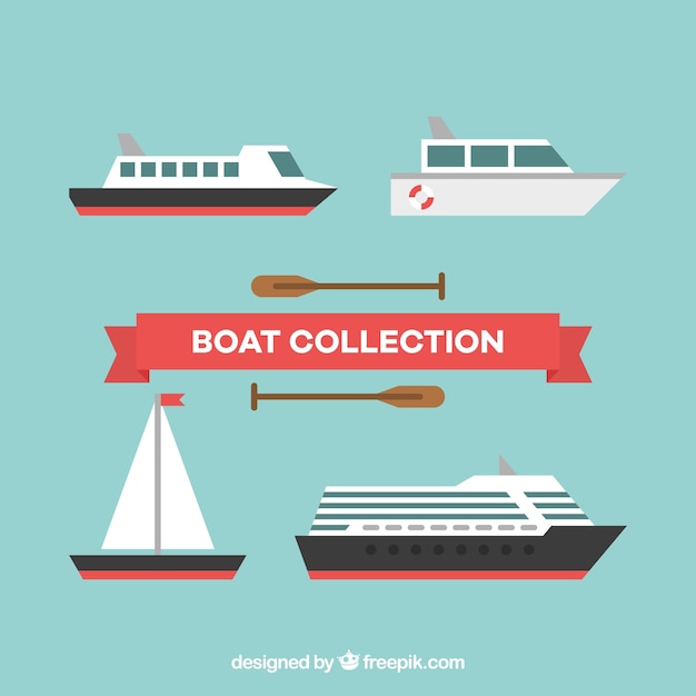 Free Vector several fantastic boats in flat design