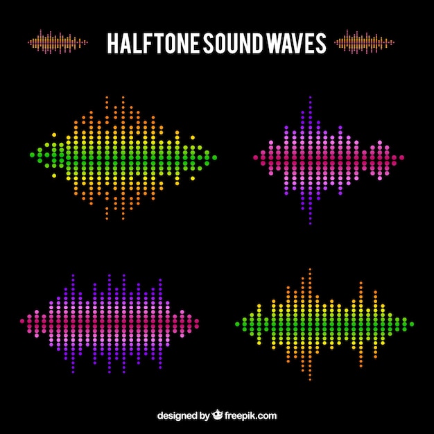 Free Vector several halftone sound waves