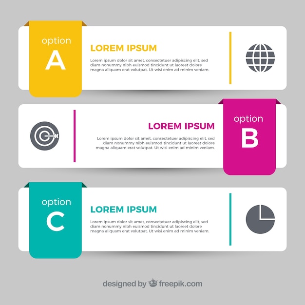 Free Vector several infographic banners with color details in flat design