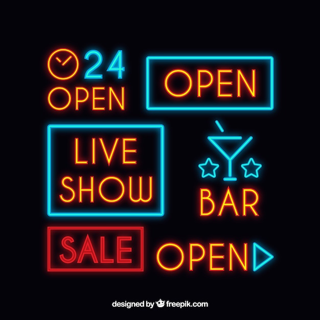 Free Vector several neon signs