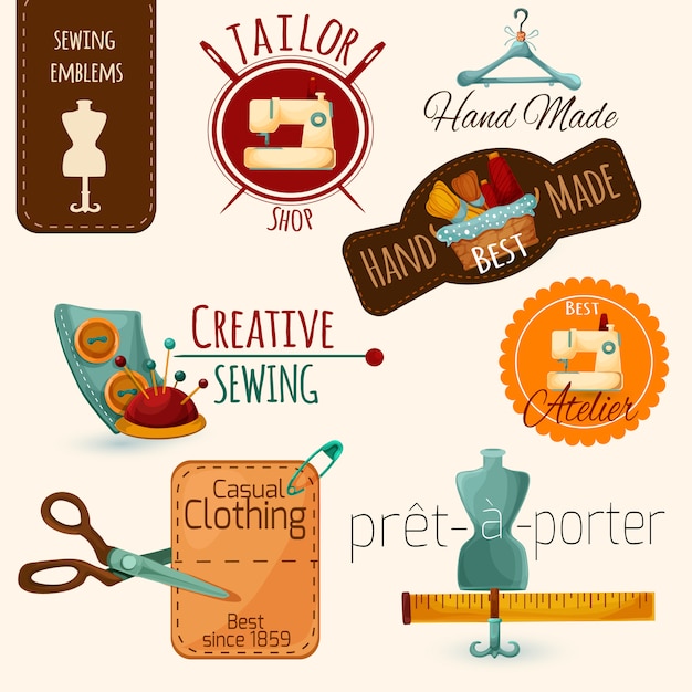 Free Vector sewing emblems set