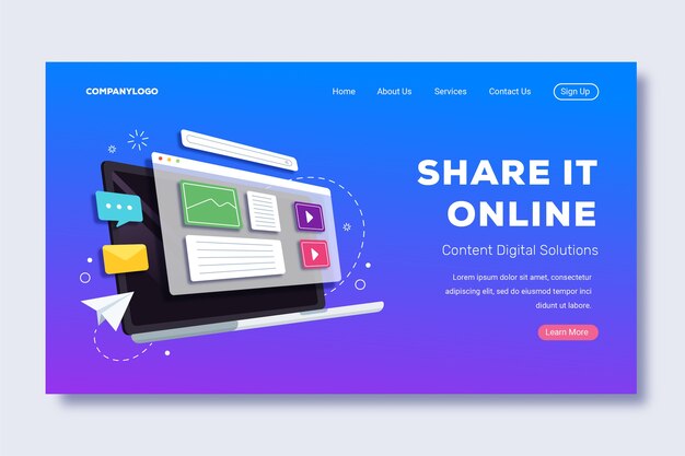 Share it online laptop landing page