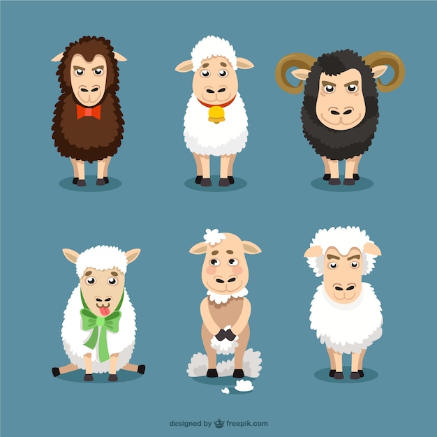 Free vector sheep cartoons set