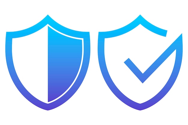 Shield Blue Gradient With Check And Without