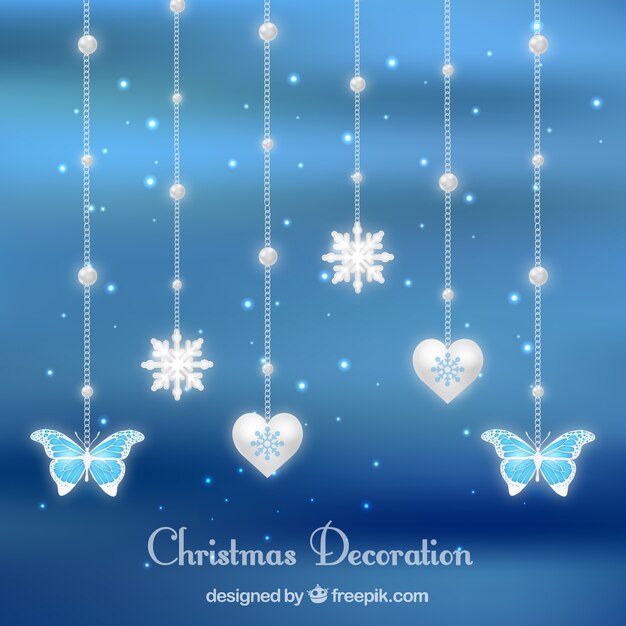 Shiny christmas decoration with blue background