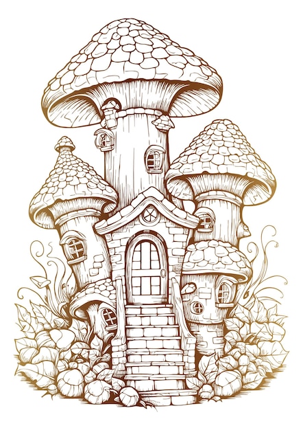 Free vector shiny floral mushroom house