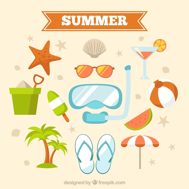 Free Vector shiny summer elements collection