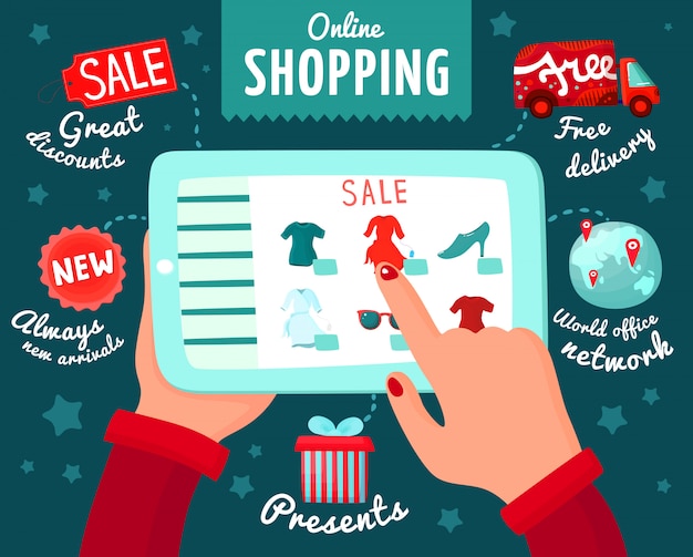 Free Vector shopping from smartphone concept