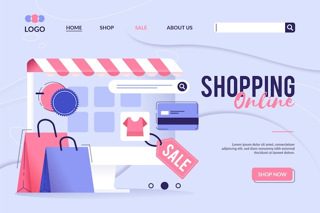 Free vector shopping online landing page concept