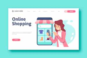 Free vector shopping online landing page concept