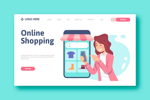 Free Vector shopping online landing page concept